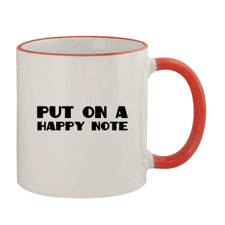 

Put On A Happy Note - 11oz Ceramic Colored Rim & Handle Coffee Mug Red