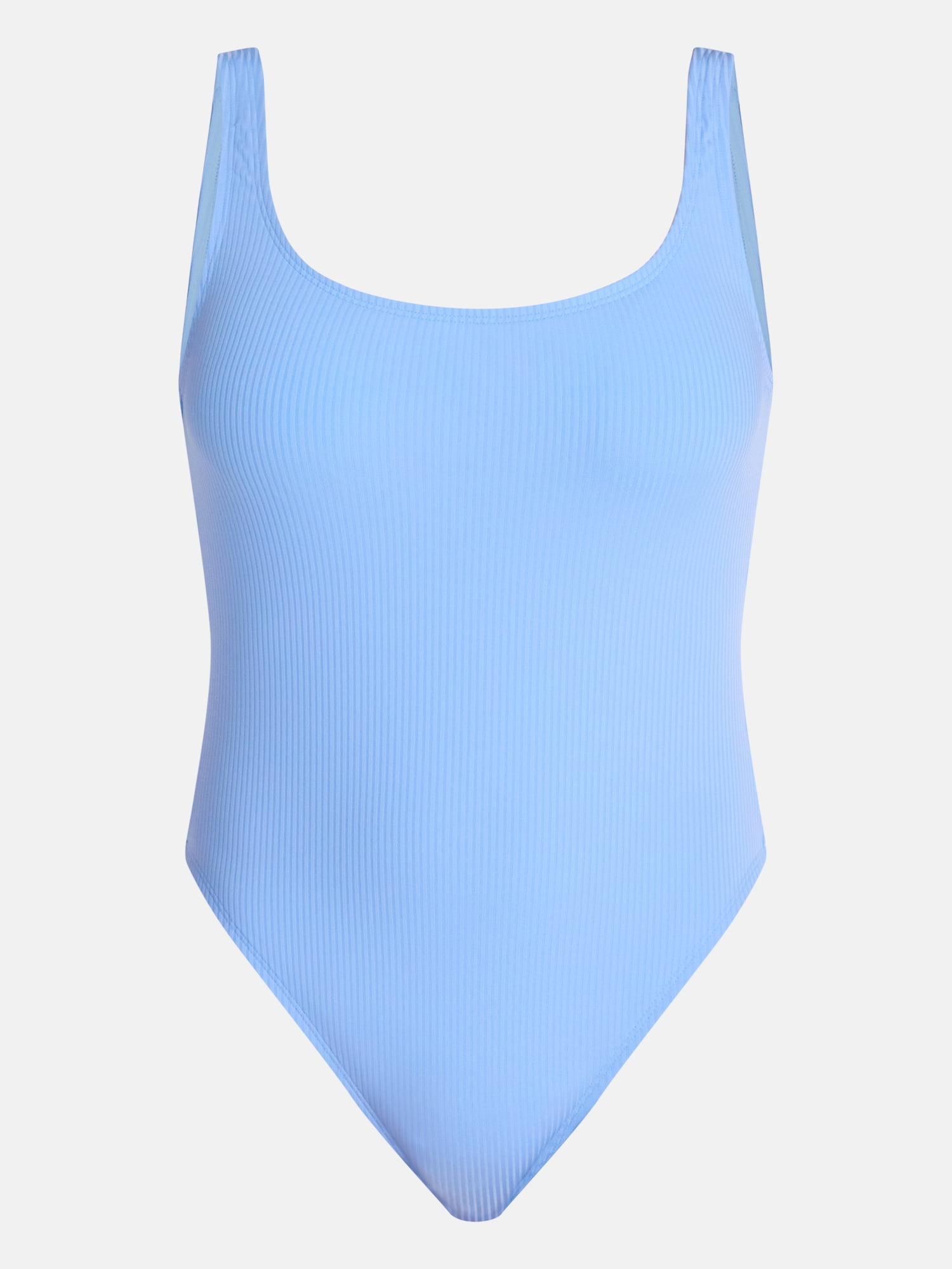 Time and Tru Women's and Women's Plus Ribbed Scoop Neck One Piece Swimsuit, Sizes XS-2X