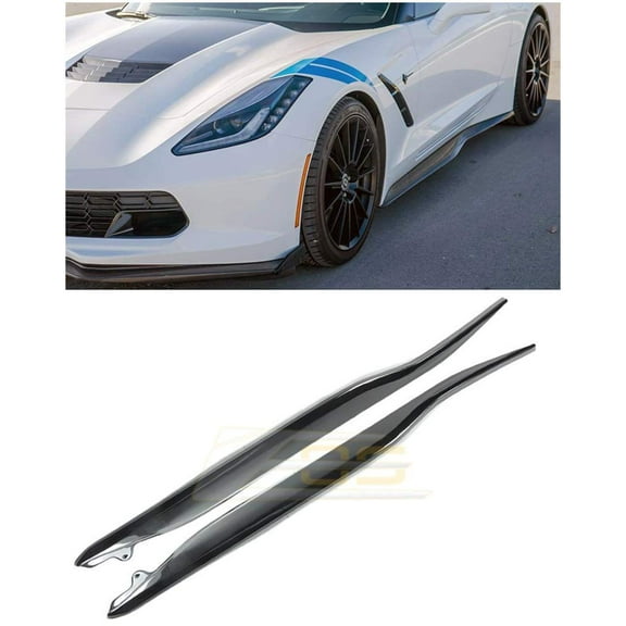 Replacement for 2014-2019 Chevrolet Corvette C7 | Z06 Z07 Style ABS Plastic Painted Carbon Flash Metallic Side Skirts Rocker Panels Extension Pair
