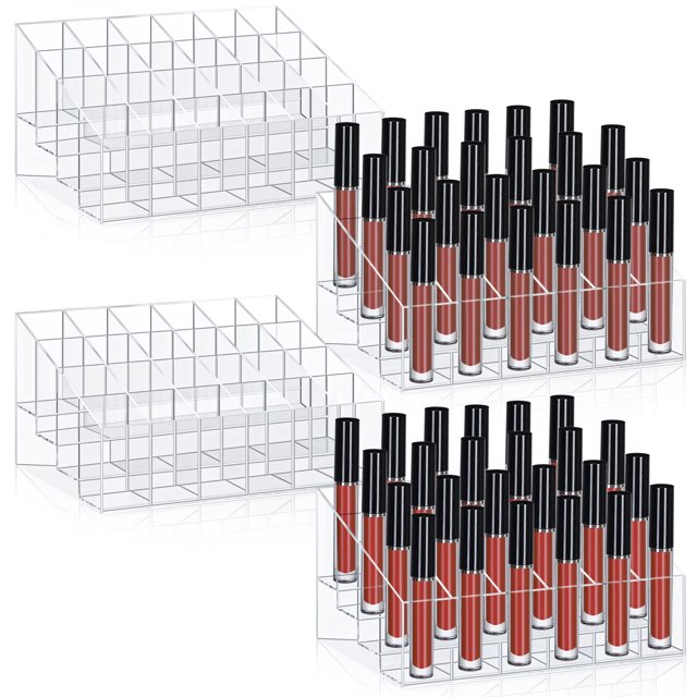 Organizador de lápiz labial Macarrie, 24 ranuras, acrílico transparente