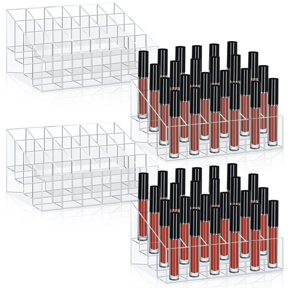Organizador de lápiz labial Macarrie, 24 ranuras, acrílico transparente