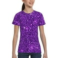 thumbnail image 4 of Honeii Purple Glitter Print Kids Boy T-Shirt,Breathable Round Neck Tee,Stylish Summer Tee for Boys, for Outdoor Activities and Casual Wear, 4 of 7