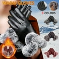 thumbnail image 2 of qolati Winter Faux Leather Gloves for Women Men Touchscreen Texting Fleece Lined Mittens Thick Warm Driving Motorcycle Gloves, 2 of 2