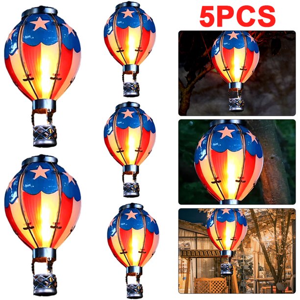 Linterna Solar Decorativa Impermeable Con Globo Aerostático 5 Uds. para Jardín Patio (A)