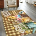 thumbnail image 2 of Area Rug for Living Room, Easter Chicken Eggs Non-Slip Indoor Large Carpet for Bedroom/Dining Room, Spring Daisy Flowers Yellow Brown Check Washable Low-Profile Rectangle Floor Runner Rugs - 4 x 6 Ft, 2 of 8