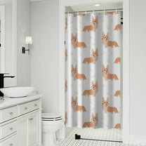 Cartoon Corgi Shower Curtain 36"x72" ,Bathroom Decorative Shower Curtains Set with 12 Hooks,Modern Waterproof Washable Shower Curtain