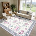 thumbnail image 3 of Garvee 8'x10' Vintage Floral Area Rug Washable Foldable Printed Carpet, Non Slip Floor Indoor Mat for Living Room Bedroom Home Office, Gray, 3 of 9