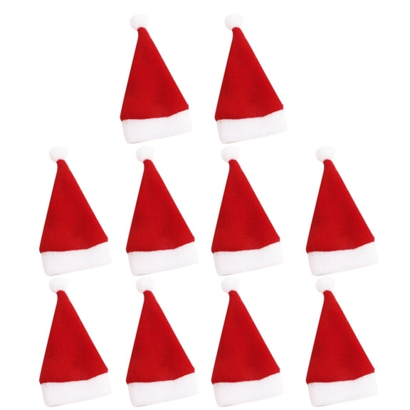 10pcs Christmas Decorations Hat Bottle Hat Small Christmas Hat and Fork Set Decoration Accessories for Party and Table