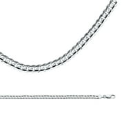 Cuban Chain Solid 14k White Gold Necklace Concave Curb Link Polished Heavy Style, 4.8 mm - 24 inch