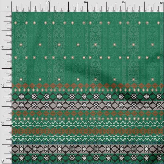 Soimoi Japan Crepe Satin Fabric Aztec Panel Print Fabric by The Yard 42 Inch Wide