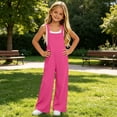 thumbnail image 3 of Vornjynx Girls Overalls with Pocket Comfort Soft Straight Fit Summer Casual Trendy Jumpsuits Hot Pink Size 6, 3 of 10