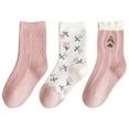 thumbnail image 2 of Dyfzdhu 3 Pairs Kids Girls Socks Cute Printed Comfortable Non Slip Pink Socks Autumn Winter Thermal Crew Socks, 2 of 6