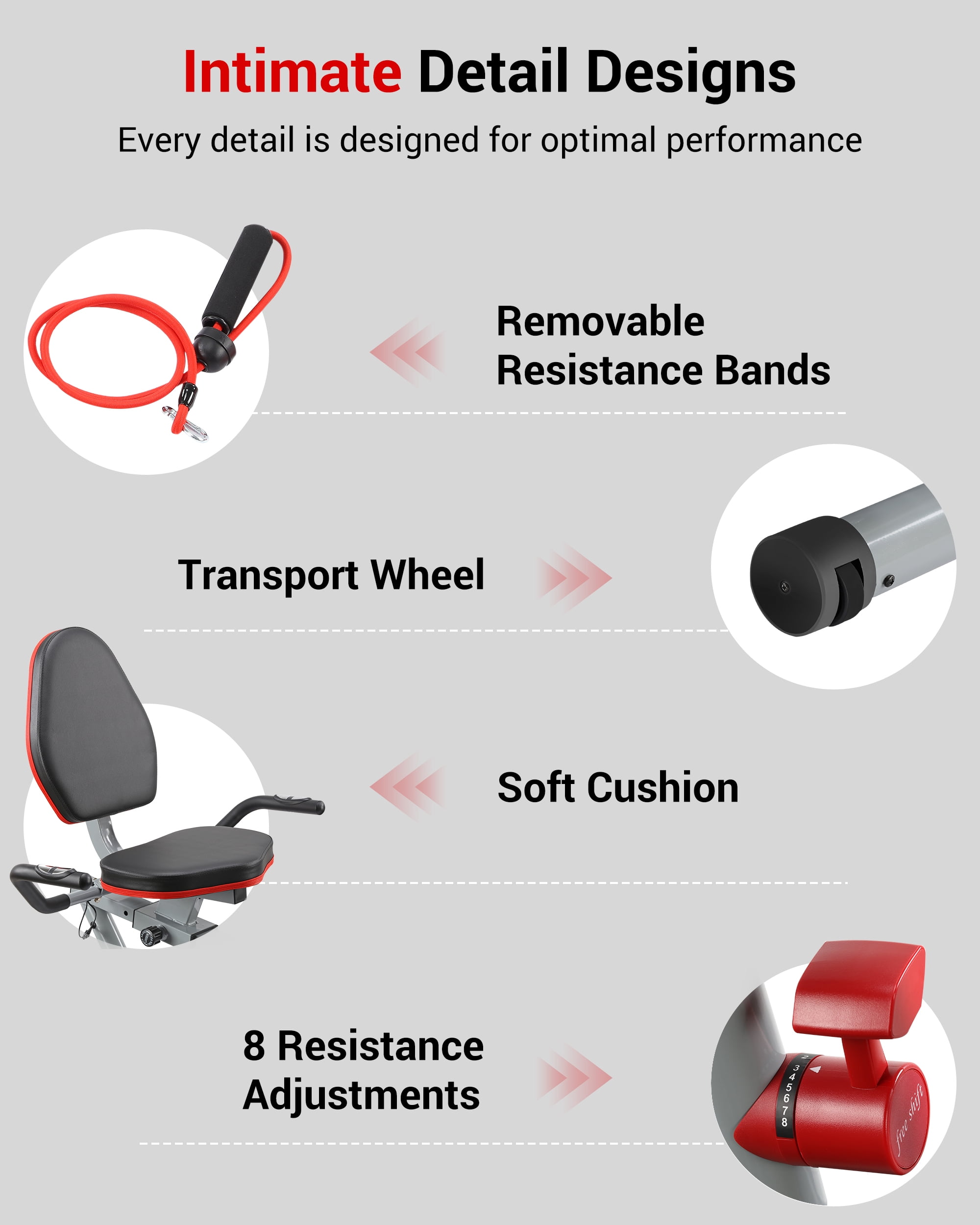 Recumbent Exercise Bike with Arm Exerciser for Home - Elliptical Recumbent Cross Trainer with Backlit Display, Pulse Sensor, 8-Level Magnetic Resistance, 380LBS Weight Capacity