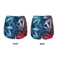 thumbnail image 3 of Susaid Red And Blue Leaves Print Women's High Waisted Running Shorts Quick Dry Athletic Gym Track Workout Shorts Zip Pocket-Large, 3 of 7