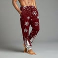 thumbnail image 3 of Fabrcox Christmas Mens Slim Fit Pajamas Bottoms Tree Snowflake Reindeer Printed Loose Fit Lounge Bottoms Casual Baggy Comfy Loose Sleepwear Pj Pants, Wine XL, 3 of 6
