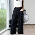 thumbnail image 6 of HAPIMO Girls Kids Drapey Wide Leg Pants Elastic Waist Elegant Trousers for Dressy Occasions Black 5 Years, 6 of 6