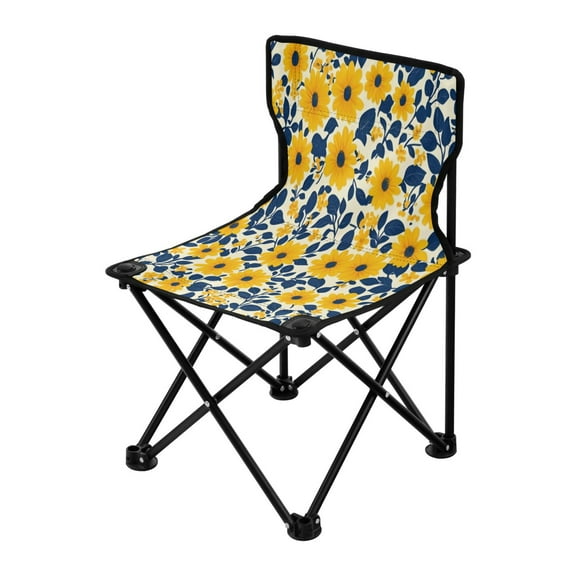 Outdoor Folding Chair 14.46x14.46x22.83 Inches, Camping Folding Chair Easy to Carry Ideal for Outdoor Picnics Camping Park Fishing Beautiful Yellow Flowers