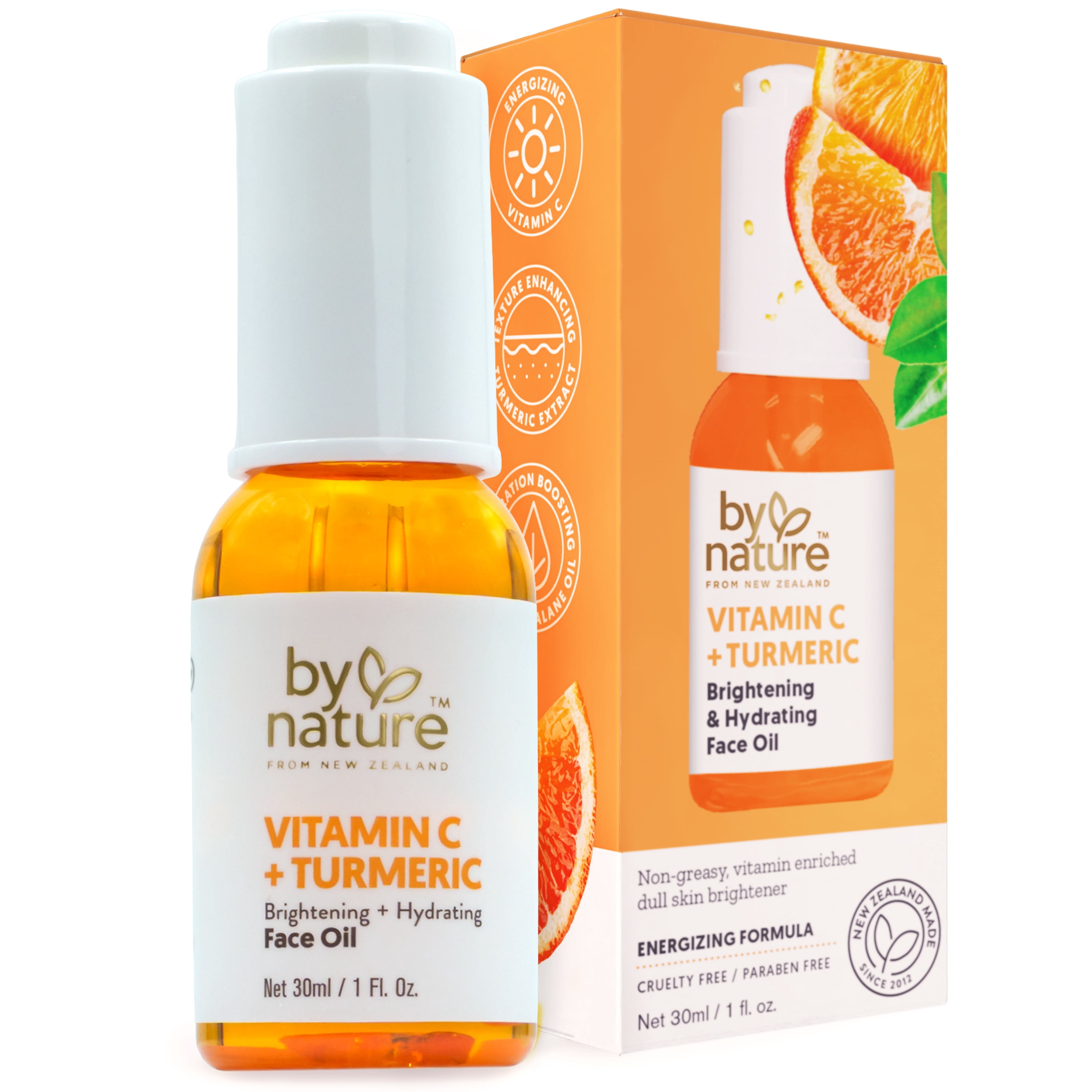 (6 pack) By Nature Vitamin C & Turmeric Brightening Face Oil for Dry Skin, 1 fl oz