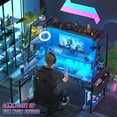 thumbnail image 6 of Aheaplus Reversible Gaming Desk with Hutch & Shelves, L Shaped Computer Desk with LED Lights & Power Strips, 6 of 8