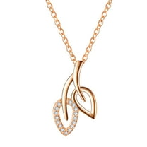 Guodhu Double-leaf Inlaid Zircon Necklace Simple Elegant Necklace Wedding Engagement Necklace Jewelry Gift