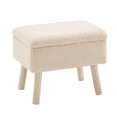 thumbnail image 2 of Tcbosik 15.7" Rectangle Ottoman with Storage, Teddy Fabric Upholstered Footrest with Removable Tray Lid, Footstool for Entryway, Hallway, Living Room, Space Saving, Beige, 2 of 7