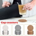 thumbnail image 3 of 8 Pcs Drink Coasters with Holder, Cotton Woven Absorbent Coasters for Drinks, Minimalist Home Decor Coaster Set for Wooden Tabletop Protection Table(3.9Inch,C), 3 of 4