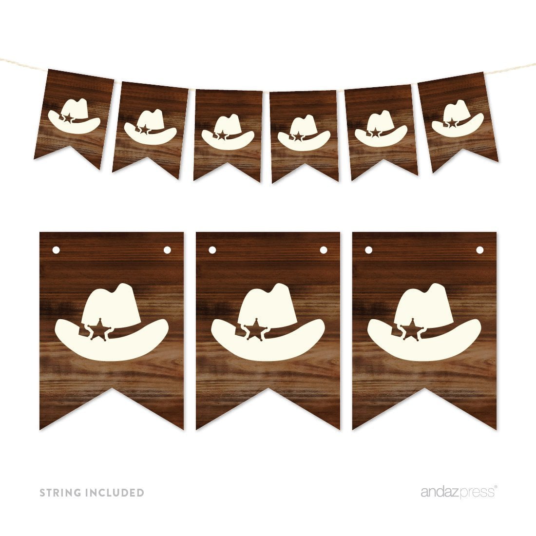 Brown Pennant Party Banner Cowboy Hat