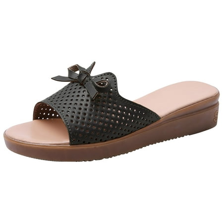 

Pimfylm Black Slippers Memory Foam Cork Footbed Slides for Women Sandals with Comfort Black 6.5