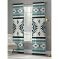 thumbnail image 4 of Turquoise Boho Sheer Curtains 84 Inch Length 2 Panels Set for Living Room/Bedroom, Southwestern Ethnic Aztec Retro Geometric Curtain Sheers Drapes Rod Pocket Curtains Window Treatment Set 52''x84''x2, 4 of 7