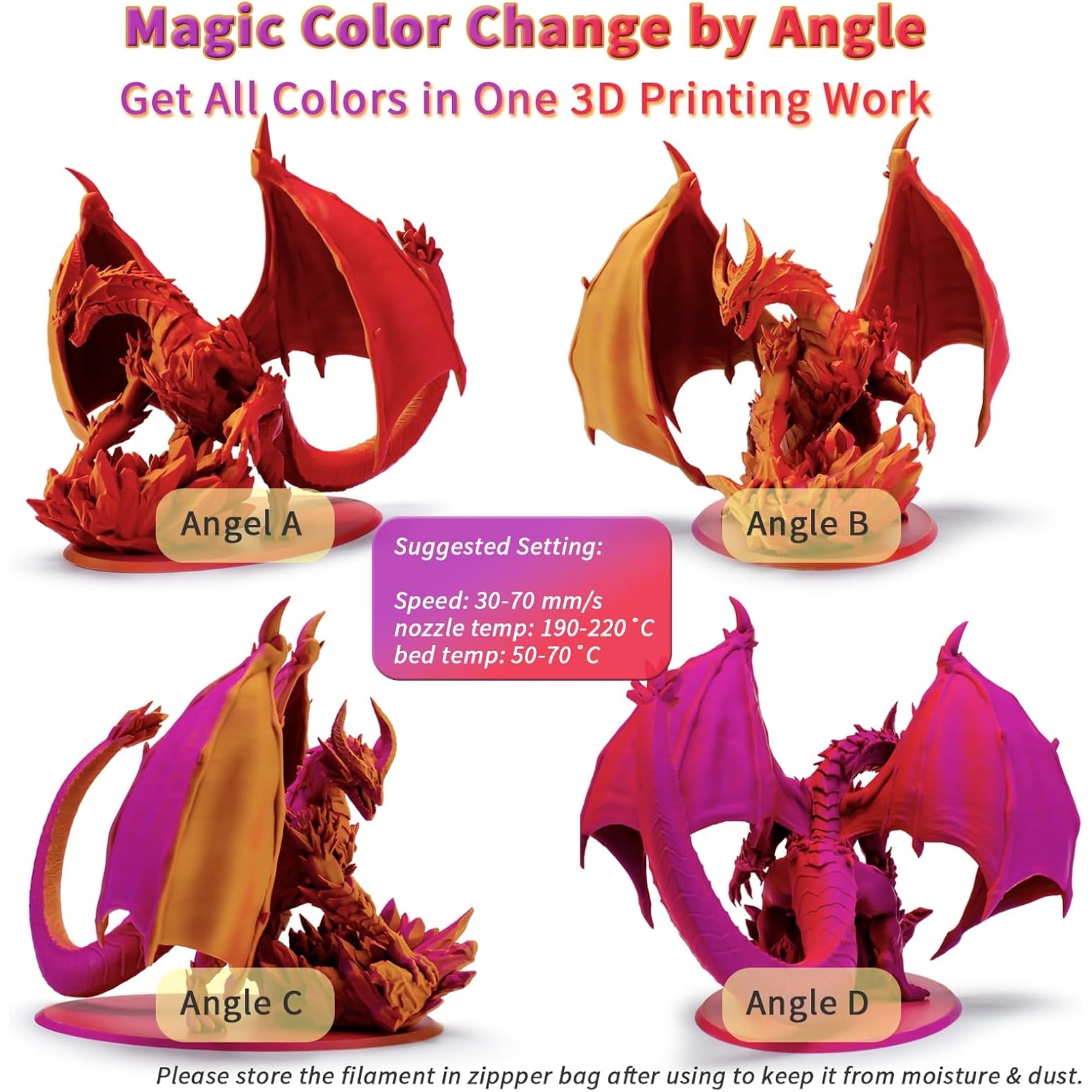 Ziro 3D Tri-Color Matte PLA 1.75mm 1kg, Afterglow