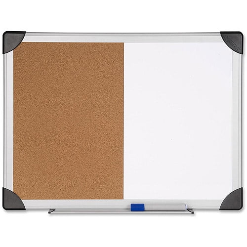 Lockways Dry Erase Board Cork Bulletin Board Combination,36 x 24 Inch Combo Board Black Aluminium Frame 