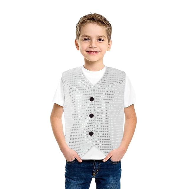 Gilet Décontracté à Paillettes, Haut Sans Manches pour Fête et Carnaval, Tenue de Performance Brillante