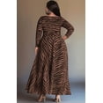thumbnail image 2 of Plus Size Abstract Animal Print Maxi Dress, Boat Neck Long Sleeve Flared Hem Side Slit Formal Evening Gown, 2 of 2