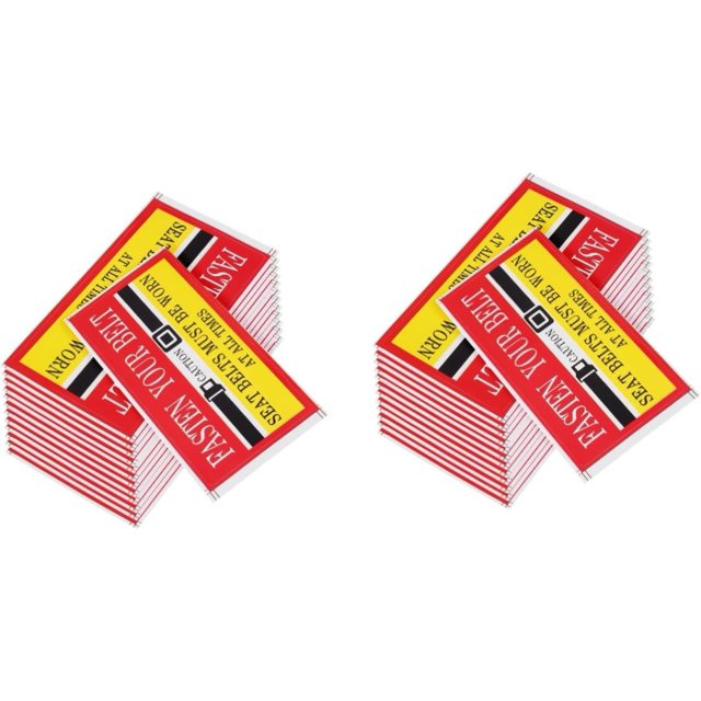 YISITIAN 60 Pcs Sticker Fasten Your Belt Stickers Fasten Your Warning Fasten Vehicle Sticker Labels Adhesive Sticker Label Copper Plate Stickers Red CJ919-2299