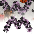 thumbnail image 2 of Halloween Garland, 5.6 FT Fall Maple Leaf Garland with Black Purple Willow Vines, Artificial Autumn Hanging Decor for Thanksgiving, Home, Wall, Wedding & Party Decoration, 2 of 7