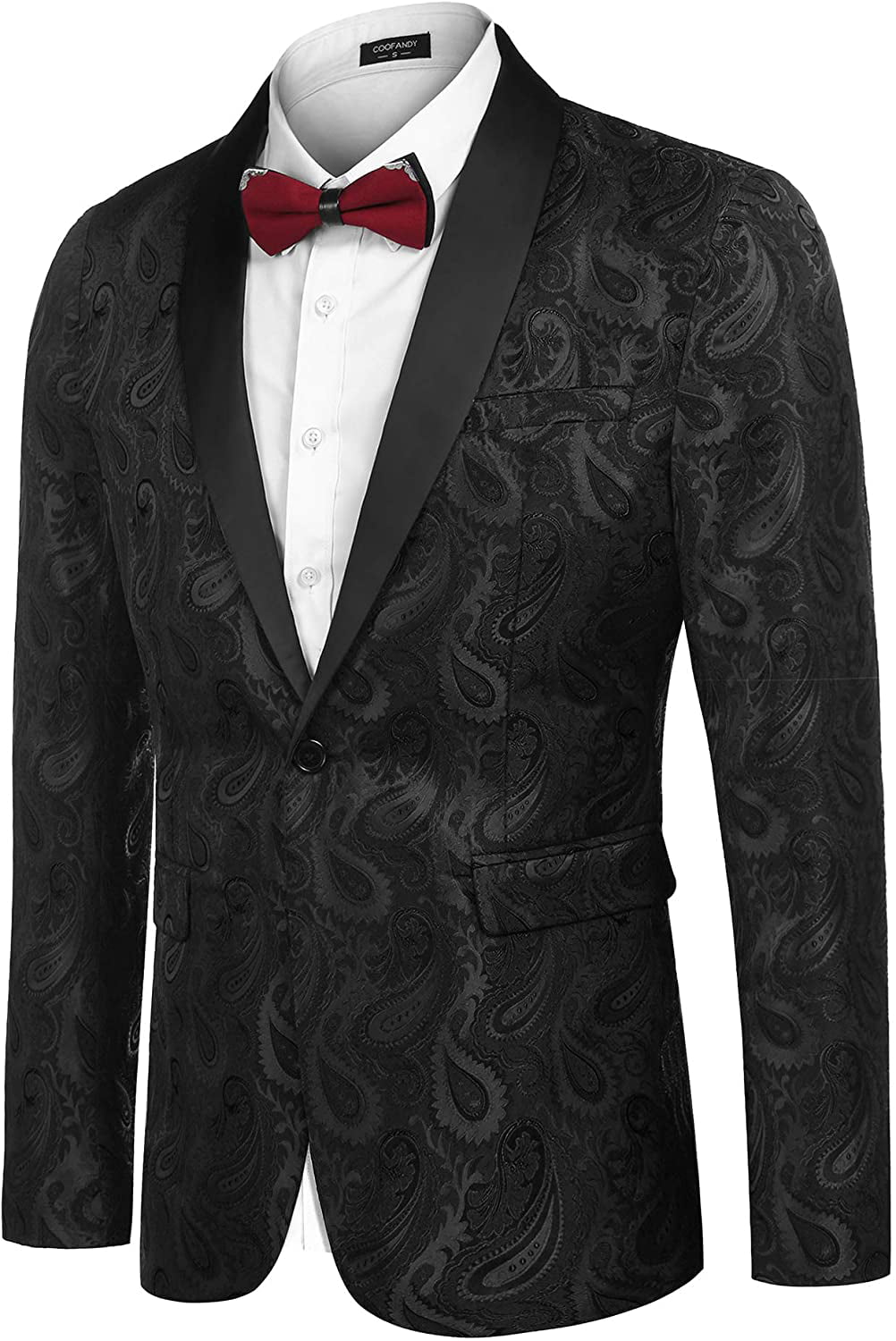 COOFANDY Men's Floral Tuxedo Paisley Suit Jacket Dress Dinner Party Prom Blazer 