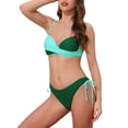 thumbnail image 4 of INSPIRAR CHIC Conjuntos de Bikini de Color Contrastante con Cruce Frontal para Mujeres, 2 Piezas, Top con Tirantes, Parte Inferior de Triángulo Tied, Trajes de Baño Grande Verde, 4 of 5