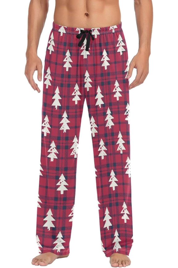 Christmas Tree Pajama Pants for Men, Lounge Pants Lightweight Men Pajama Bottoms with Drawstring Pockets, Christmas New Year Birthday Gifts, Large