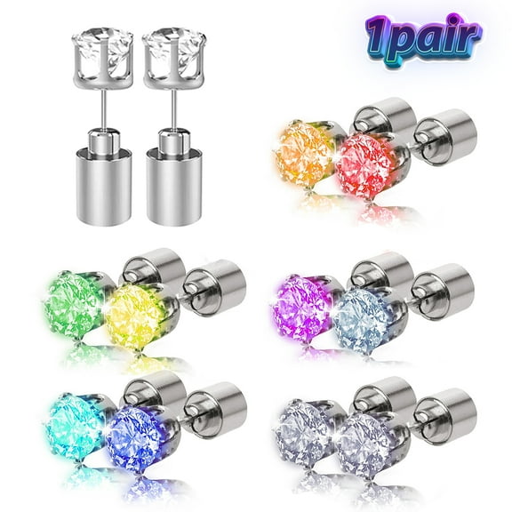 AYAMAYA Women's Light Up LED Earrings, 8 Lighting Colors Diamond Crown Earrings Colorful Glow Decoration Halloween Party Gift (1 Pairs)