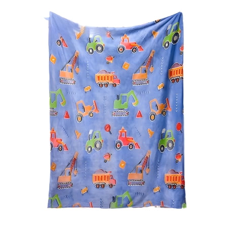 AUQ Glow in the Dark Construction Truck Fleece Blanket, Soft Kids Throw for Boys and Girls, 40X60 Inch