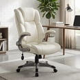 thumbnail image 4 of MALOL Chaise de Bureau Exécutive à Dossier Haut – Chaise de Bureau Ergonomique en Cuir avec Accoudoirs Relevables, Inclinaison Réglable et Conception Pivotante à Roulettes pour la Maison et le Bureau, Ivoire, 4 of 9