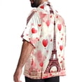 thumbnail image 3 of Eiffel Tower Valentine's Day Men's Short Sleeve Hawaiian Beach Poplin Shirt Casual Printed Button Down Summer Unisex Shirt, 3 of 6