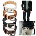 thumbnail image 4 of 2Pcs harmtty Business Men Belt Casual Pin Buckle Waist Strap Belt Men's Stylish Waistband PU Leather,Brown, 4 of 8