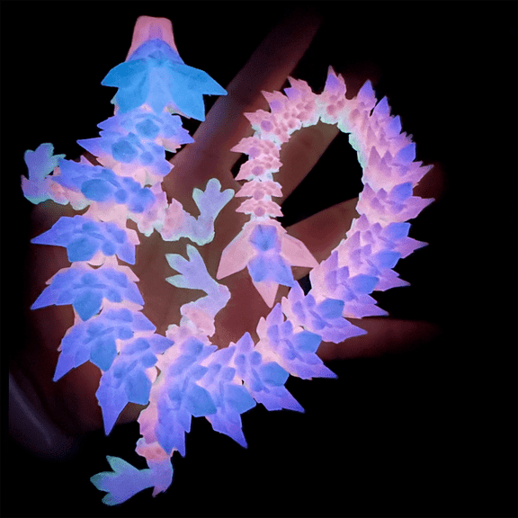 Articulated Glow in the Dark Crystal Dragon | 3D Printed Bookshelf Decoration
