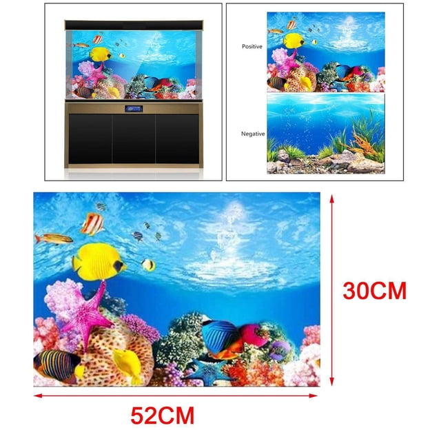 facefd Ocean PVC Aquarium Background Poster Fish Tank Decoration Landscape 30x52cm