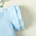 thumbnail image 6 of Kucnuzki Preemie Newborn Baby Girl Clothes Romper Shorts Set Fly Sleeve Pure Color Casuak Rompers Top Elastic Floral Mesh Panel Shorts Headband 3PCS Set Blue, 6 of 10