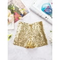 thumbnail image 3 of DPOIS Kids Boys Girls Sparkle Sequins Jazz Hip Hop Dance Shorts Yellow 4-6, 3 of 6
