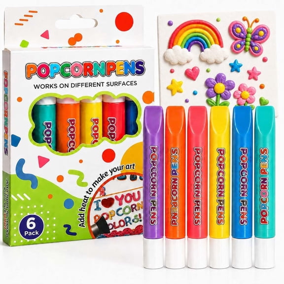 3D Relief Art Pens, Popcorn Puffy Paint Pens, Magic 3D Drawing Markers for DIY Crafts, Greeting Cards, Scrapbooking & Multi-Surface Artwork