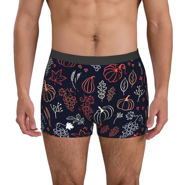 Balery Thanksgiving Seamless Pattern Calzoncillos bóxer para hombre, ropa interior de algodón suave y transpirable con cinturilla de nailon-X-Large