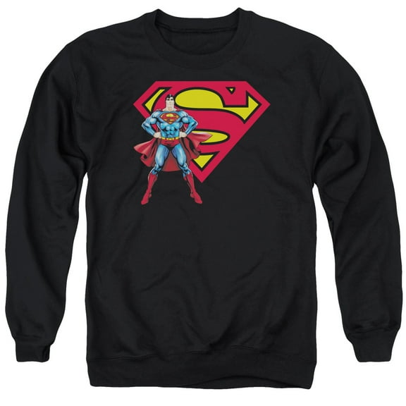 Superman Superman &Amp; Logo Adult Crewneck Sweatshirt Black